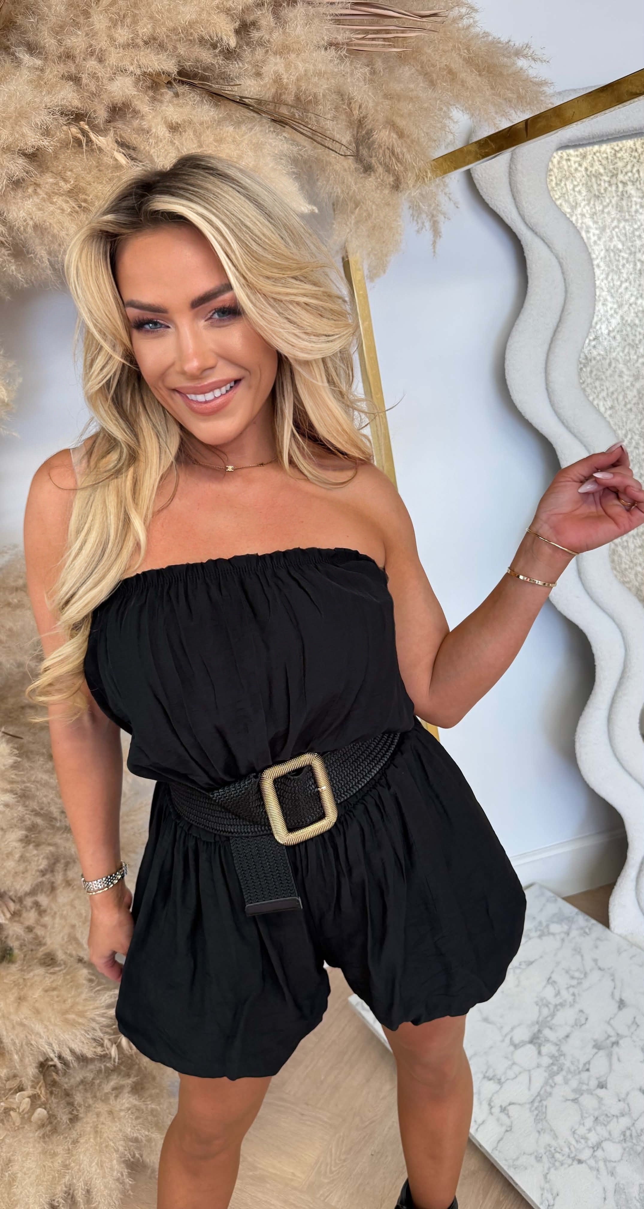 BALLOON PLAYSUIT BLACK