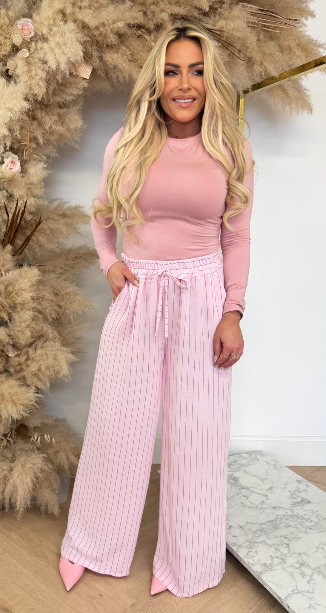 KIARA LITTLE STRIPE PANTS PINK
