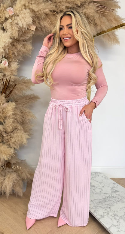 KIARA LITTLE STRIPE PANTS PINK