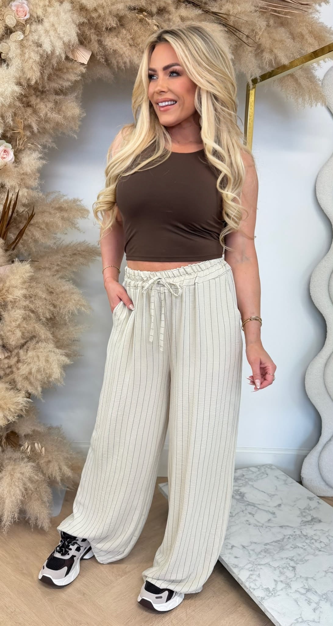 KIARA LITTLE STRIPE PANTS BEIGE