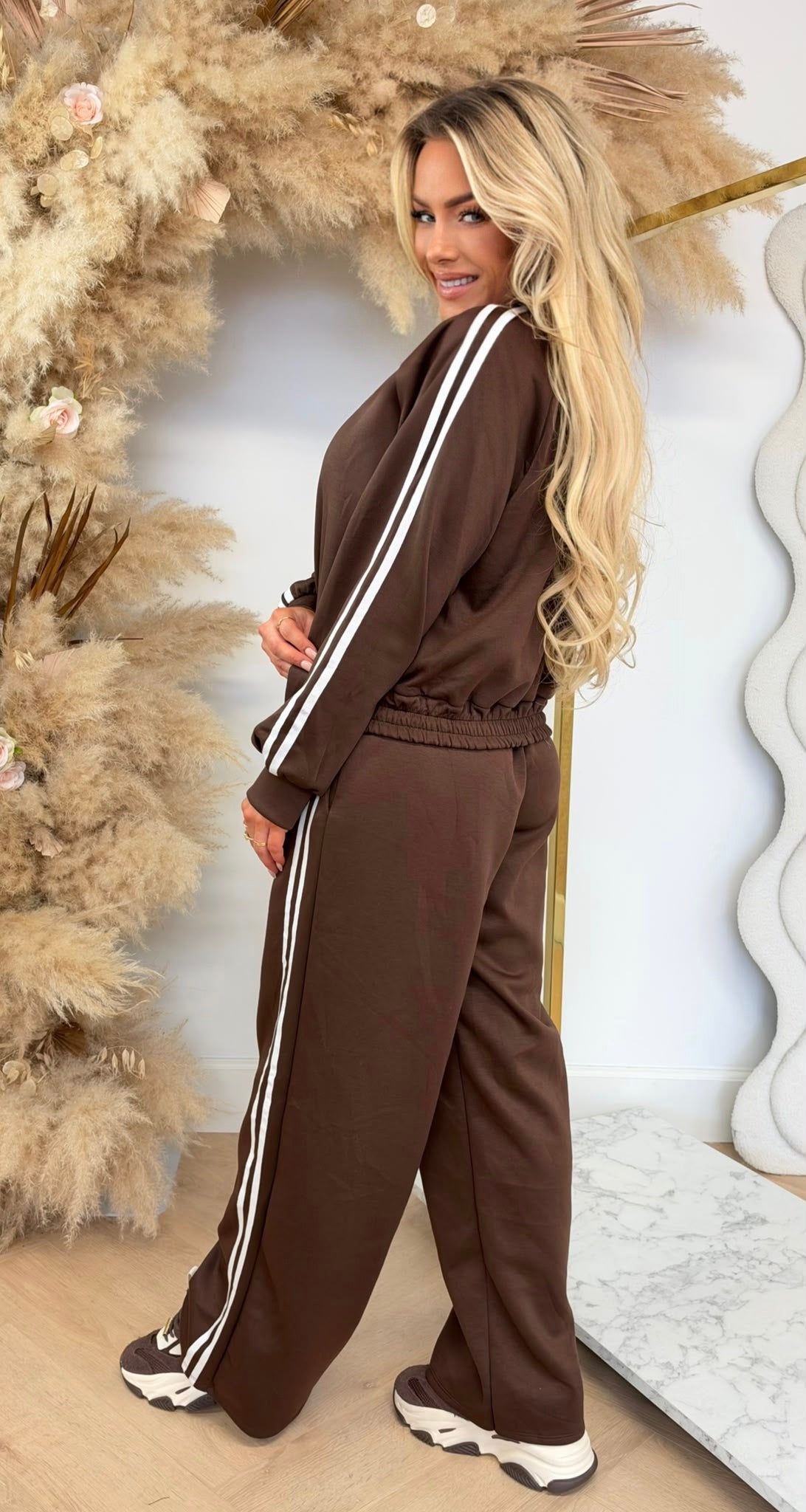 RACHEL ZIP STRIPE SET CHOCO