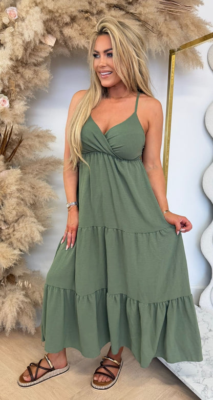 FLOWY MAXI DRESS ARMYGREEN