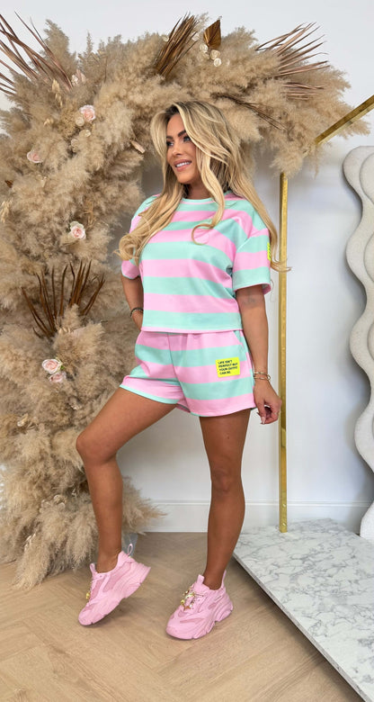 NEW STRIPE LIFE SET MINT/PINK