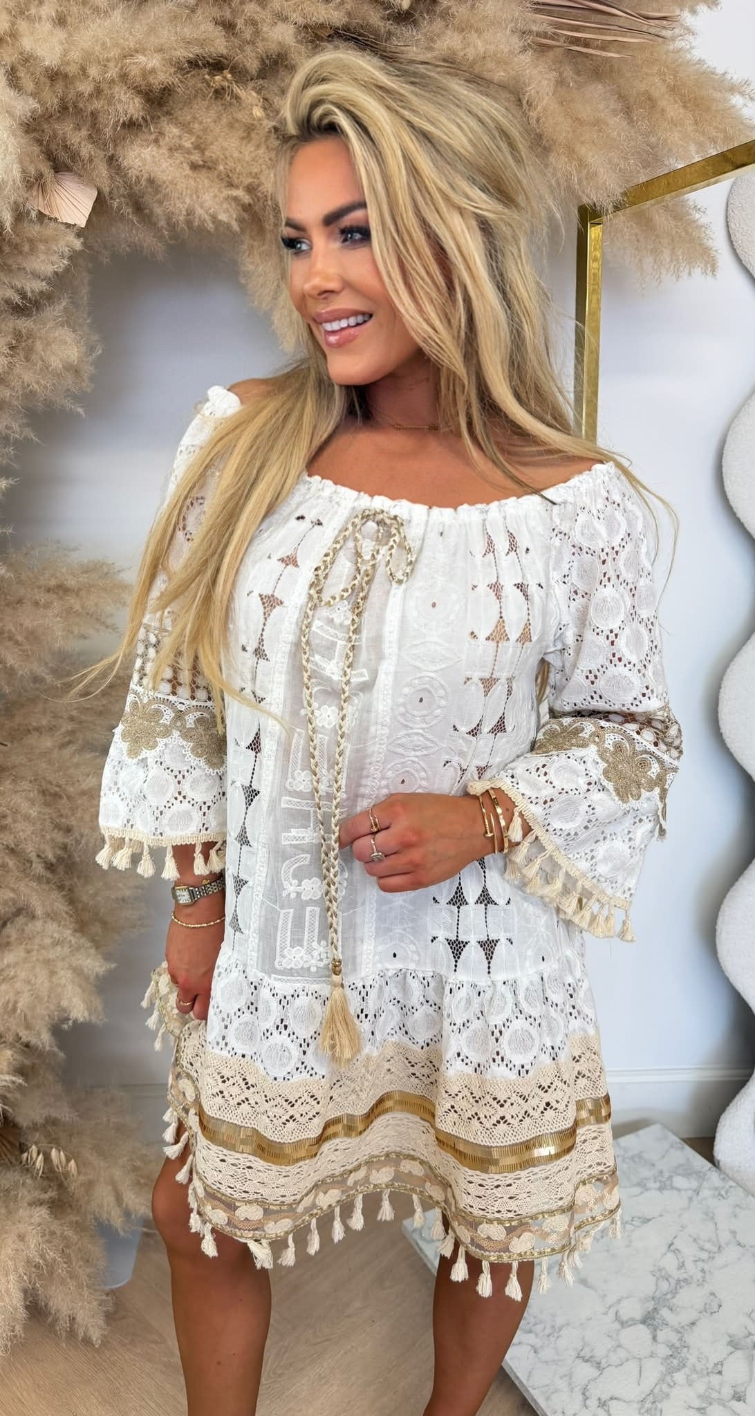 EVA LACE DRESS OFFWHITE