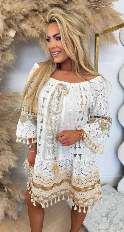 EVA LACE DRESS OFFWHITE