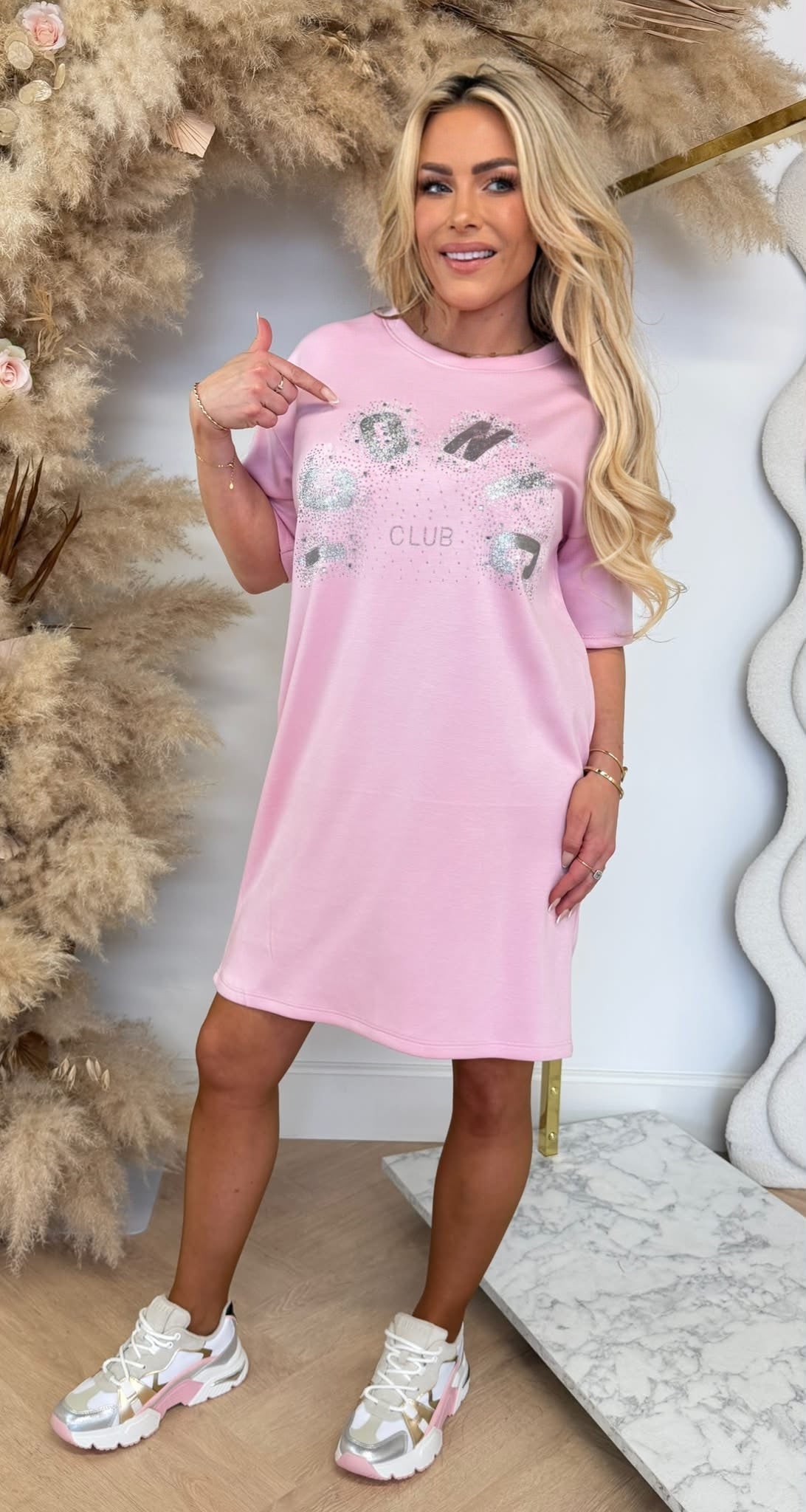 ICONIC CLUB DIAMONDS LONG TEE PINK