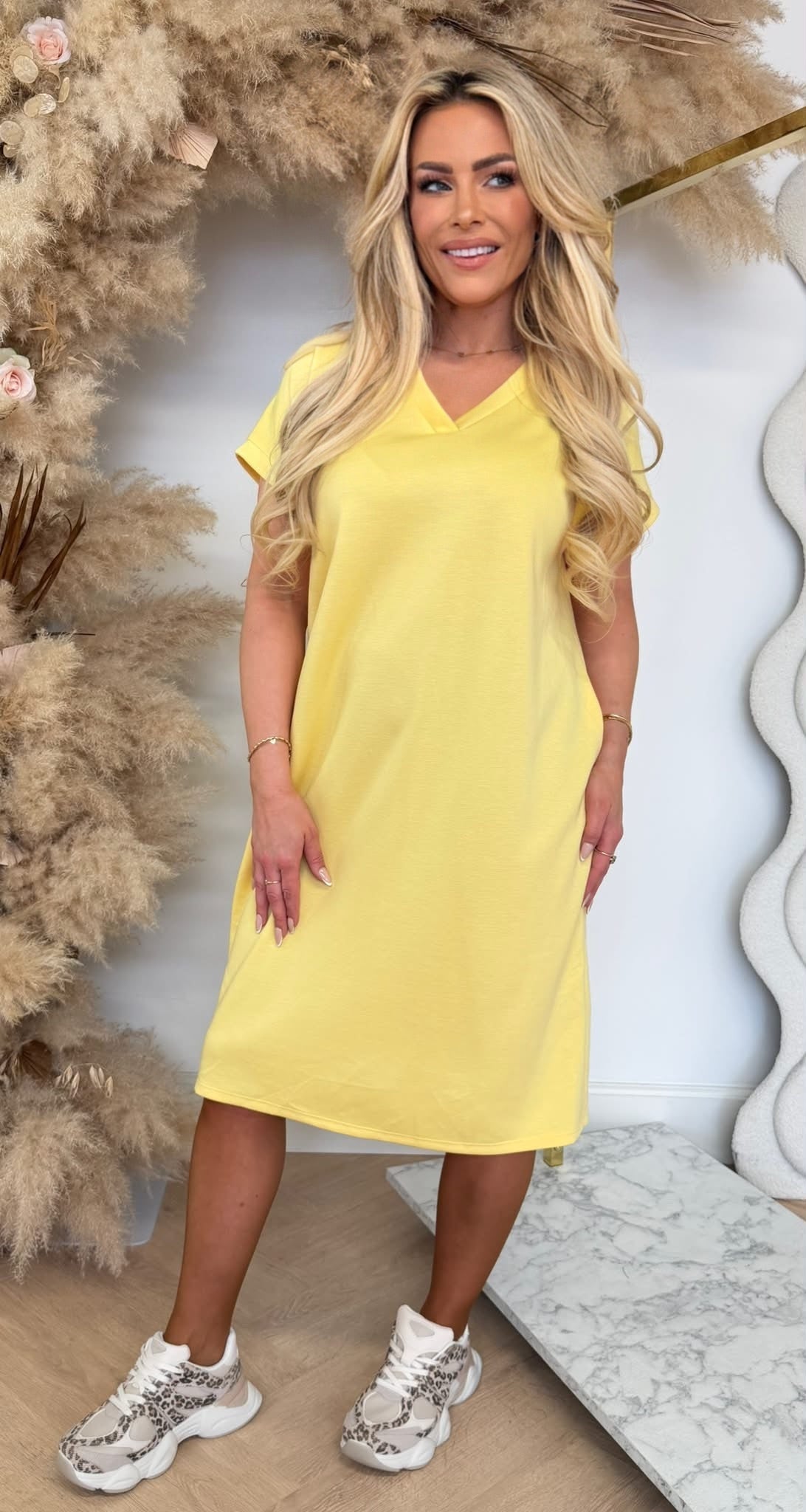 KATIE BASIC LONG TEE YELLOW