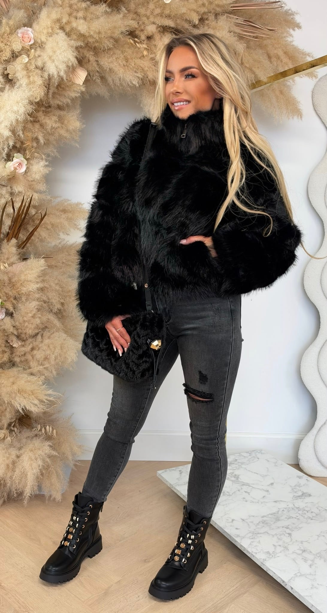 FAKE FUR MUSTHAVE JACKET 7018 BLACK