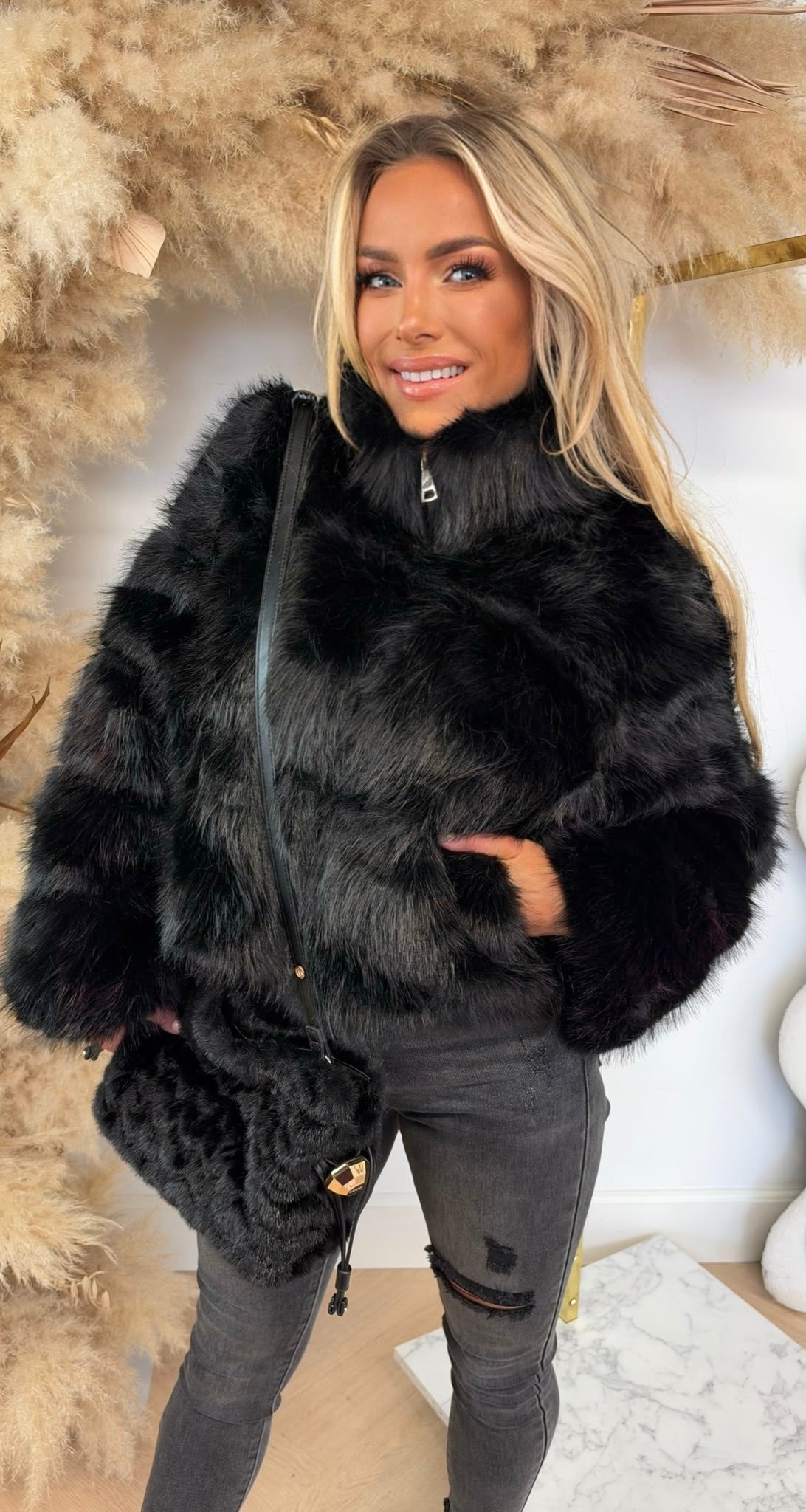 FAKE FUR MUSTHAVE JACKET 7018 BLACK