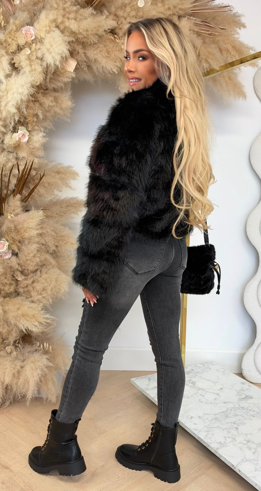 FAKE FUR MUSTHAVE JACKET 7018 BLACK