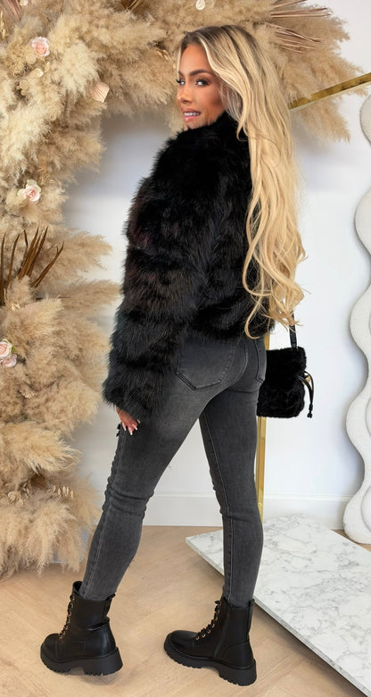 FAKE FUR MUSTHAVE JACKET 7018 BLACK