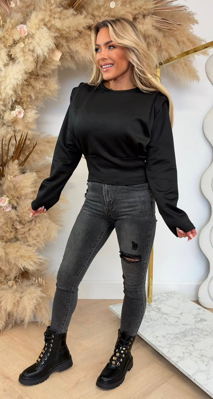 PADDED SHOULDER LONGSLEEVE BLACK