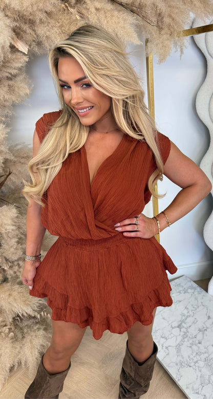 SPARKLE MUSTHAVE PLAYSUIT TERRACOTTA