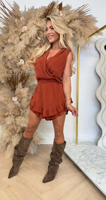 SPARKLE MUSTHAVE PLAYSUIT TERRACOTTA