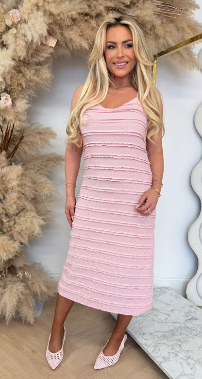 YENSI ROUCHE SPAGHETTI DRESS OLDPINK