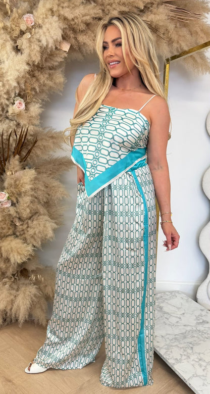 CHAIN SATIN LOOK SET AQUA
