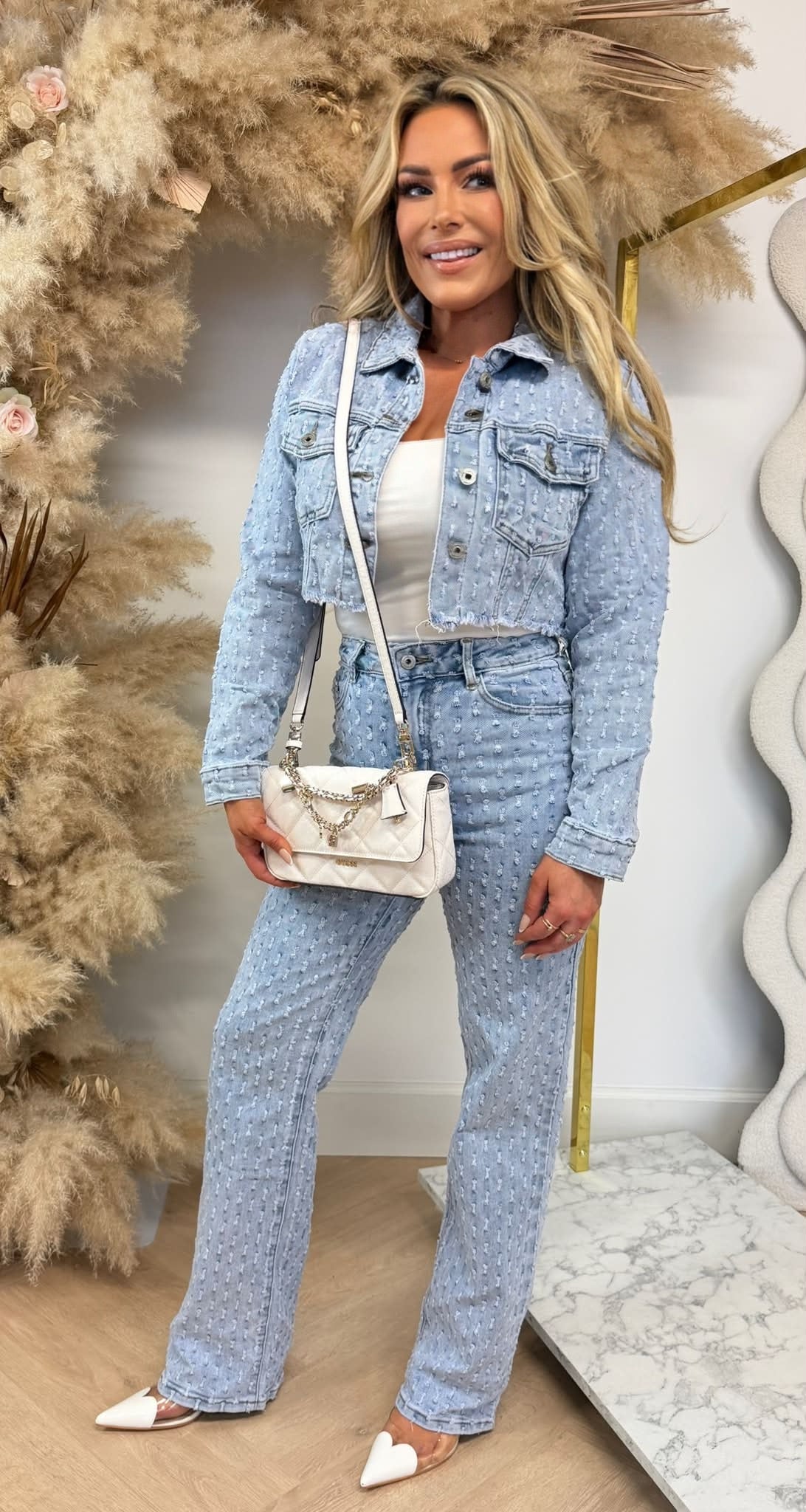 HELLO MISS DAMAGED CROPPED JACKET 637-2 LIGHTDENIM
