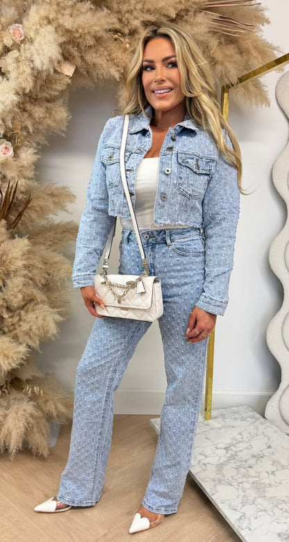 HELLO MISS DAMAGED CROPPED JACKET 637-2 LIGHTDENIM