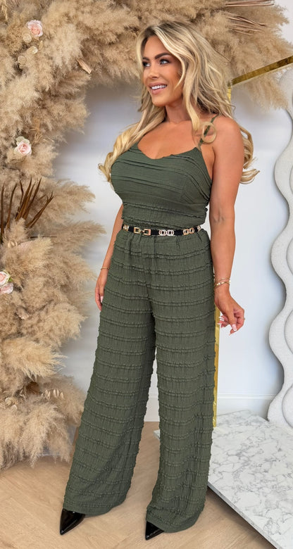 CHERRY ROUCHE SET ARMYGREEN