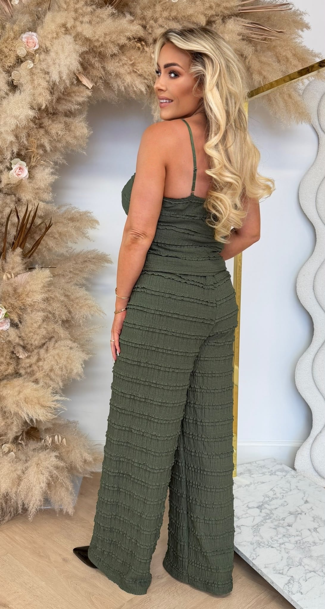 CHERRY ROUCHE SET ARMYGREEN