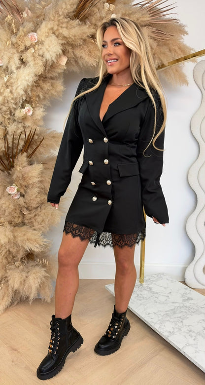 BUTTON BLAZER DRESS 5134 BLACK