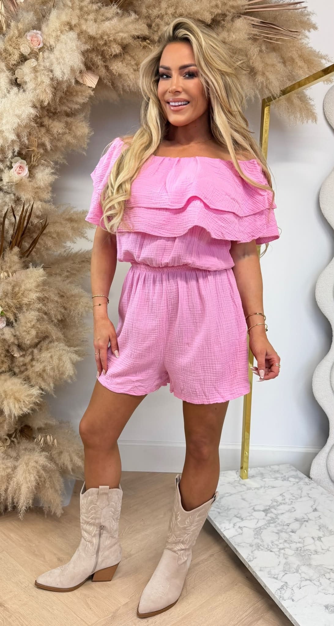 SENNA ROUCHE PLAYSUIT PINK