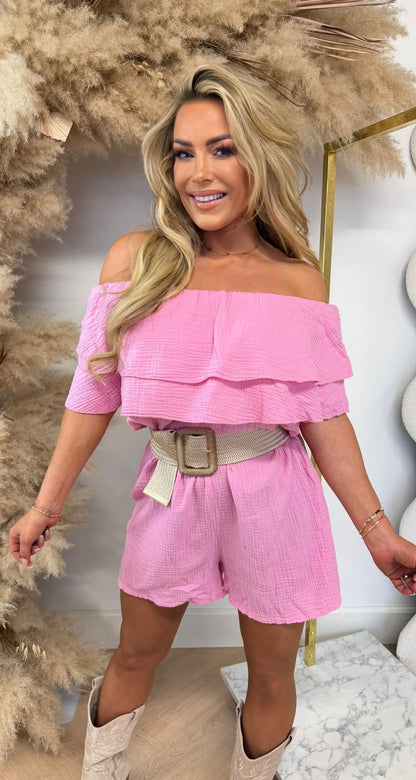 SENNA ROUCHE PLAYSUIT PINK