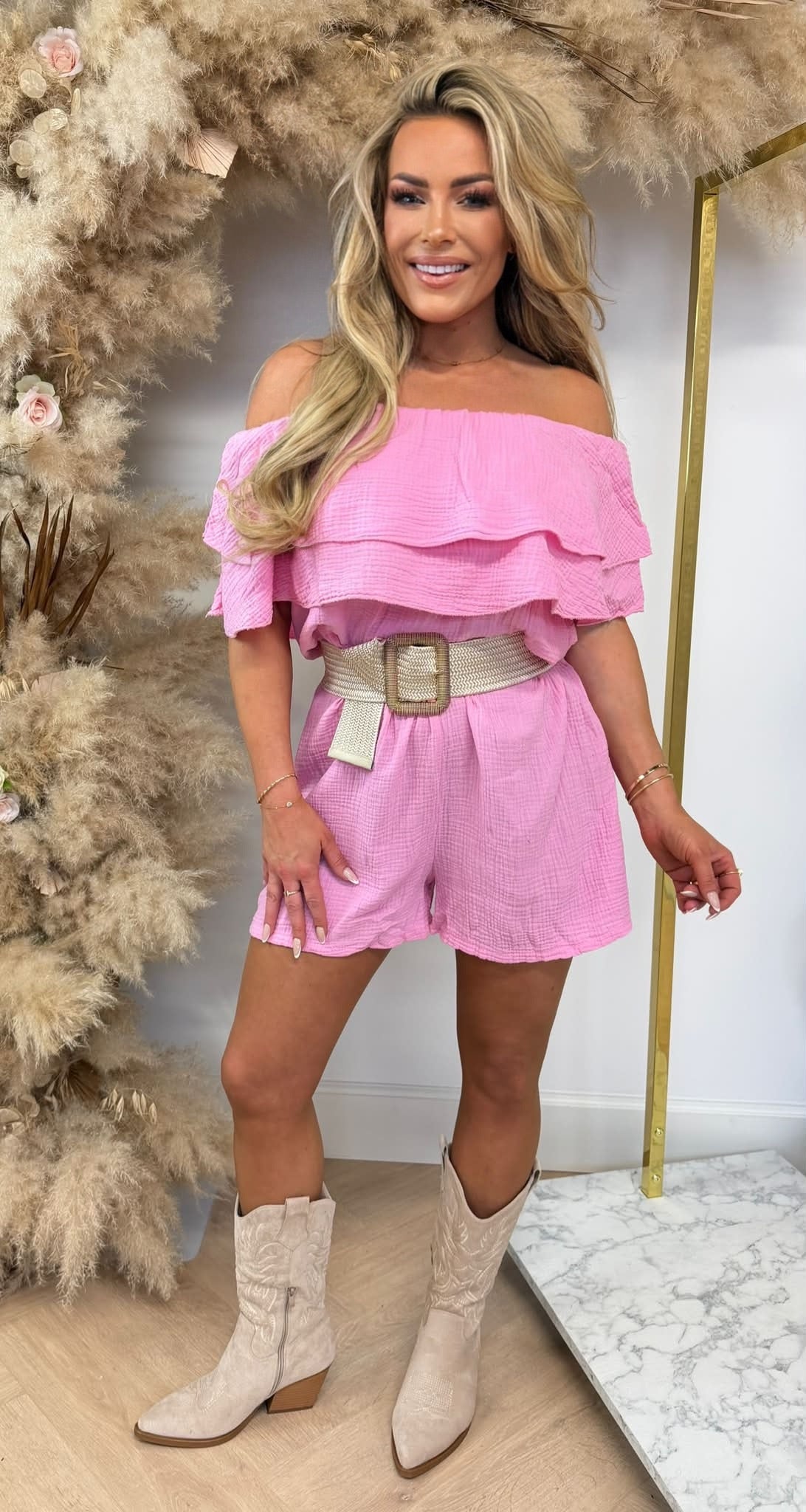 SENNA ROUCHE PLAYSUIT PINK