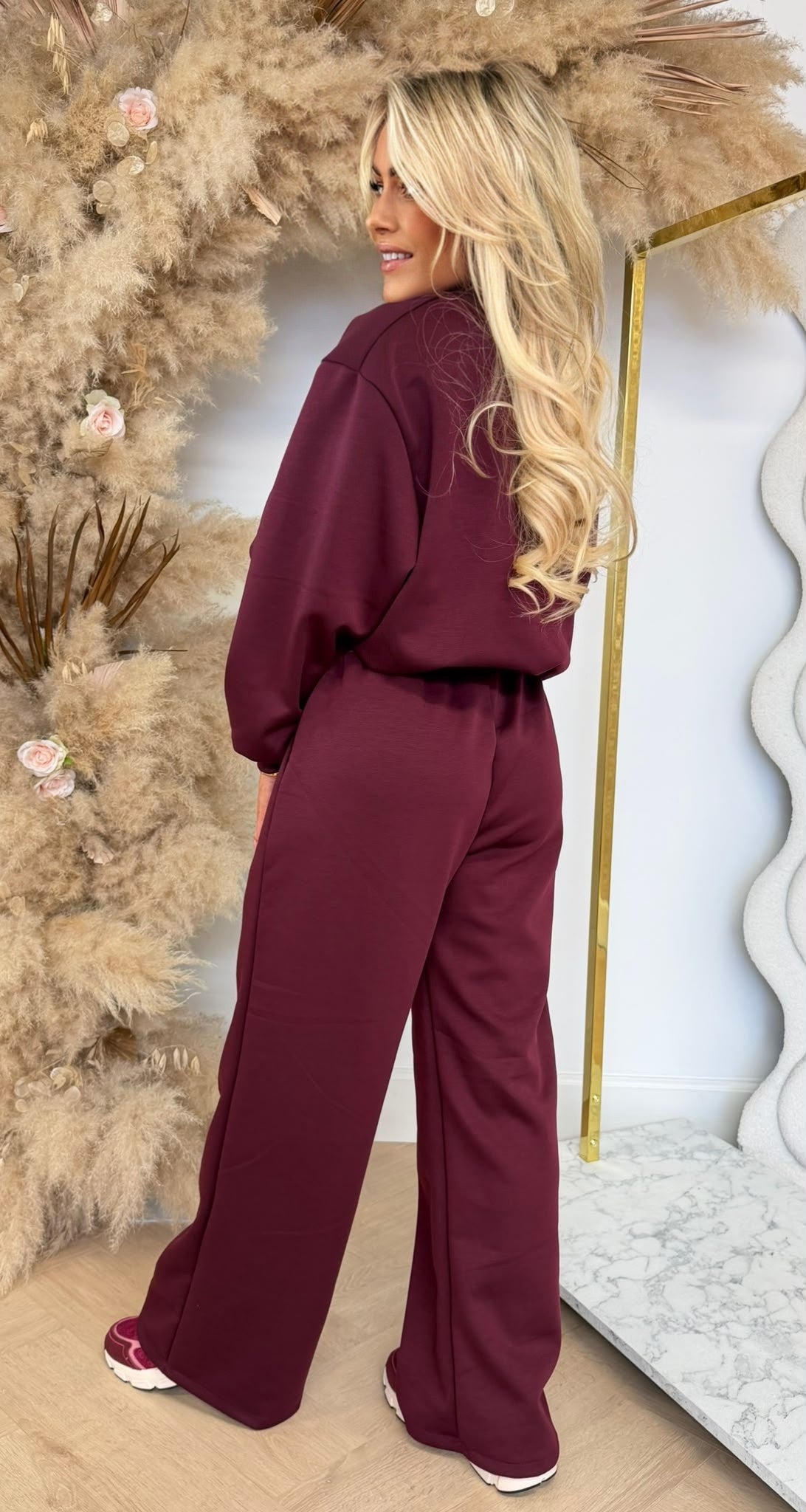MELLY CROPPED PUFFY SET BORDEAUX