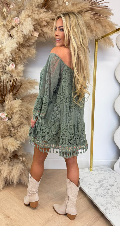RACHELLE IBIZA COTTON DRESS ARMYGREEN
