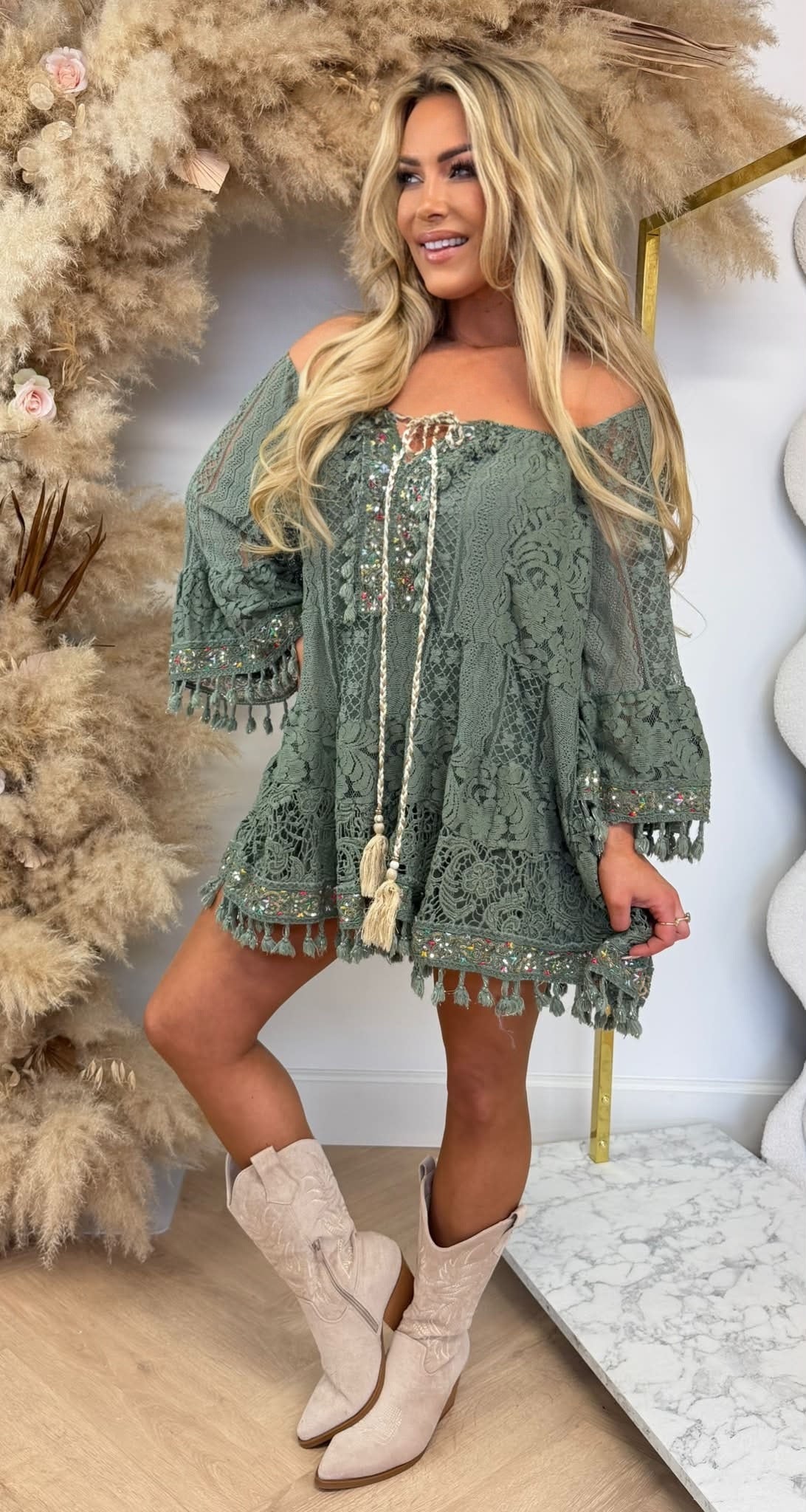 RACHELLE IBIZA COTTON DRESS ARMYGREEN