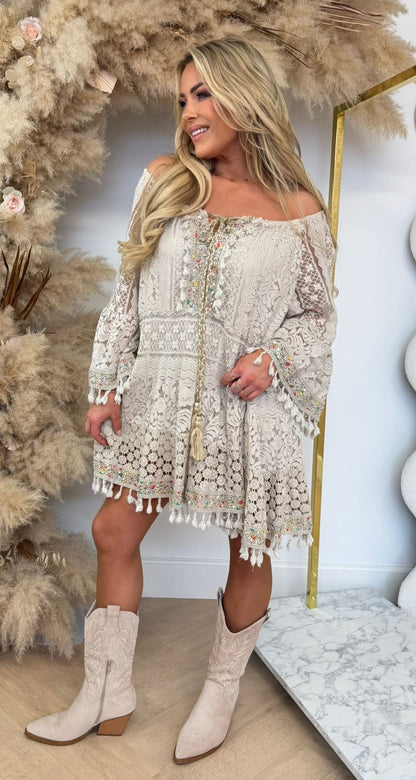 RACHELLE IBIZA COTTON DRESS BEIGE