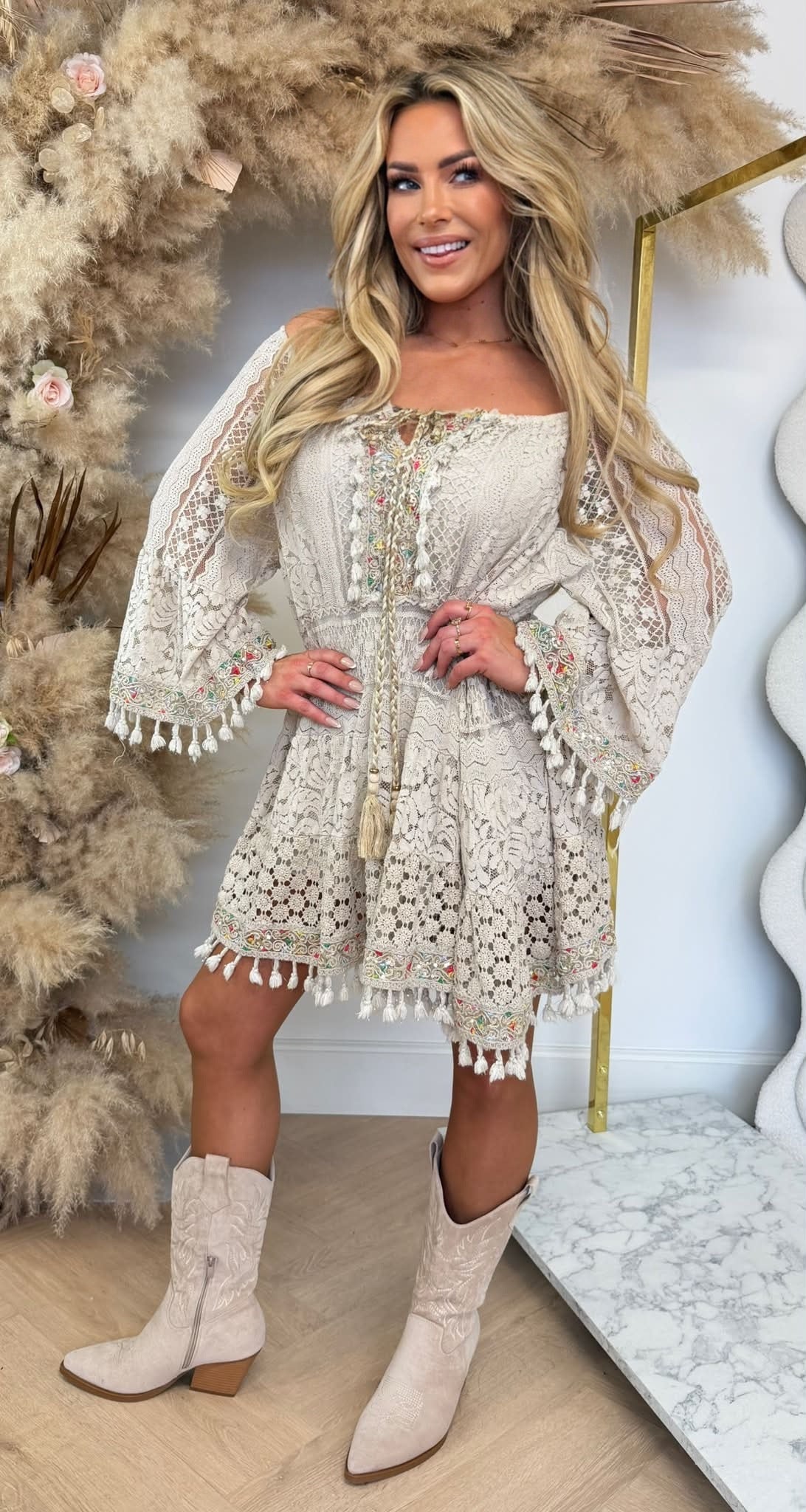 RACHELLE IBIZA COTTON DRESS BEIGE