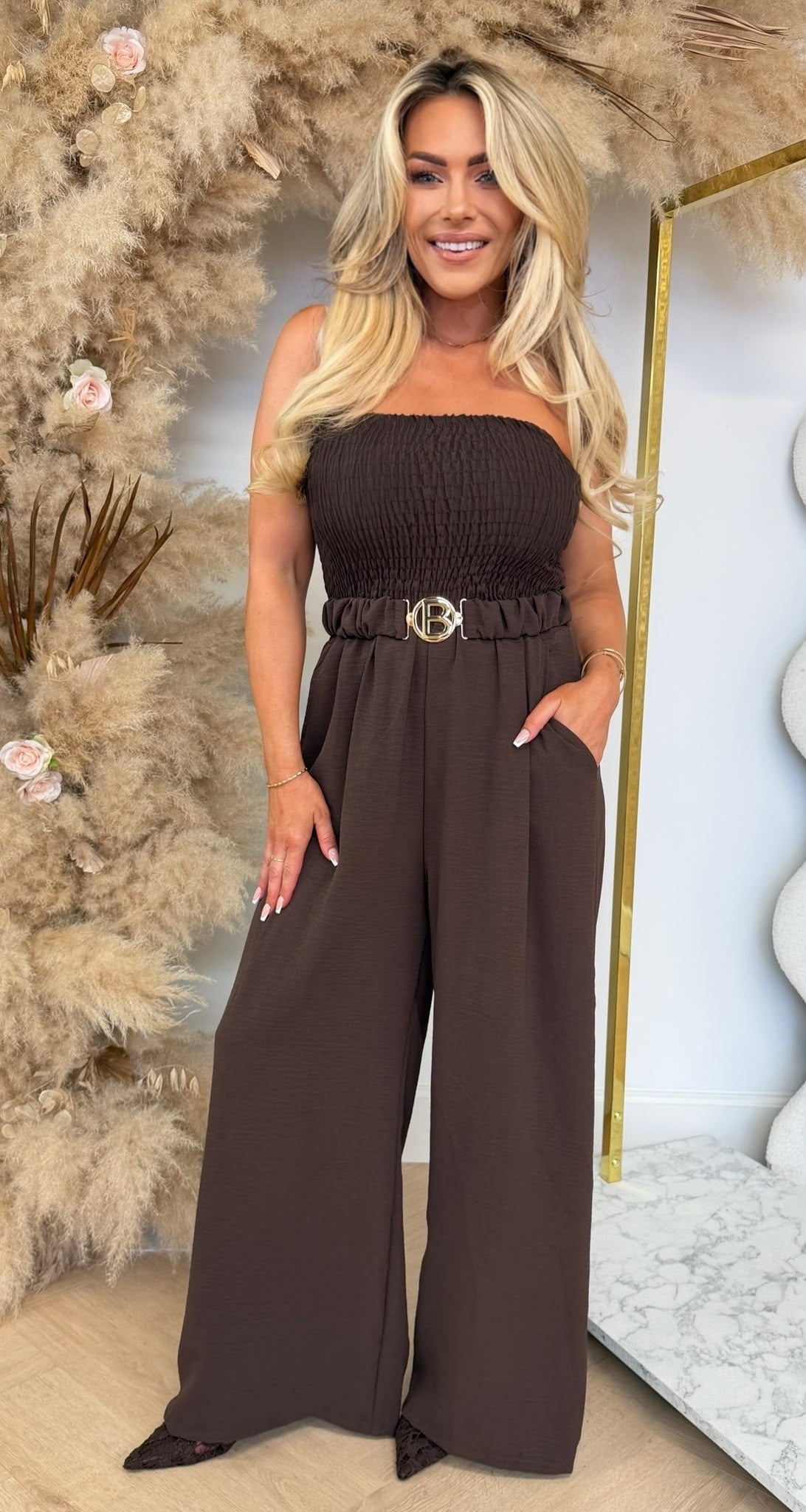 SANDY BELT STRAPLESS JUMPSUIT DARK CHOCO