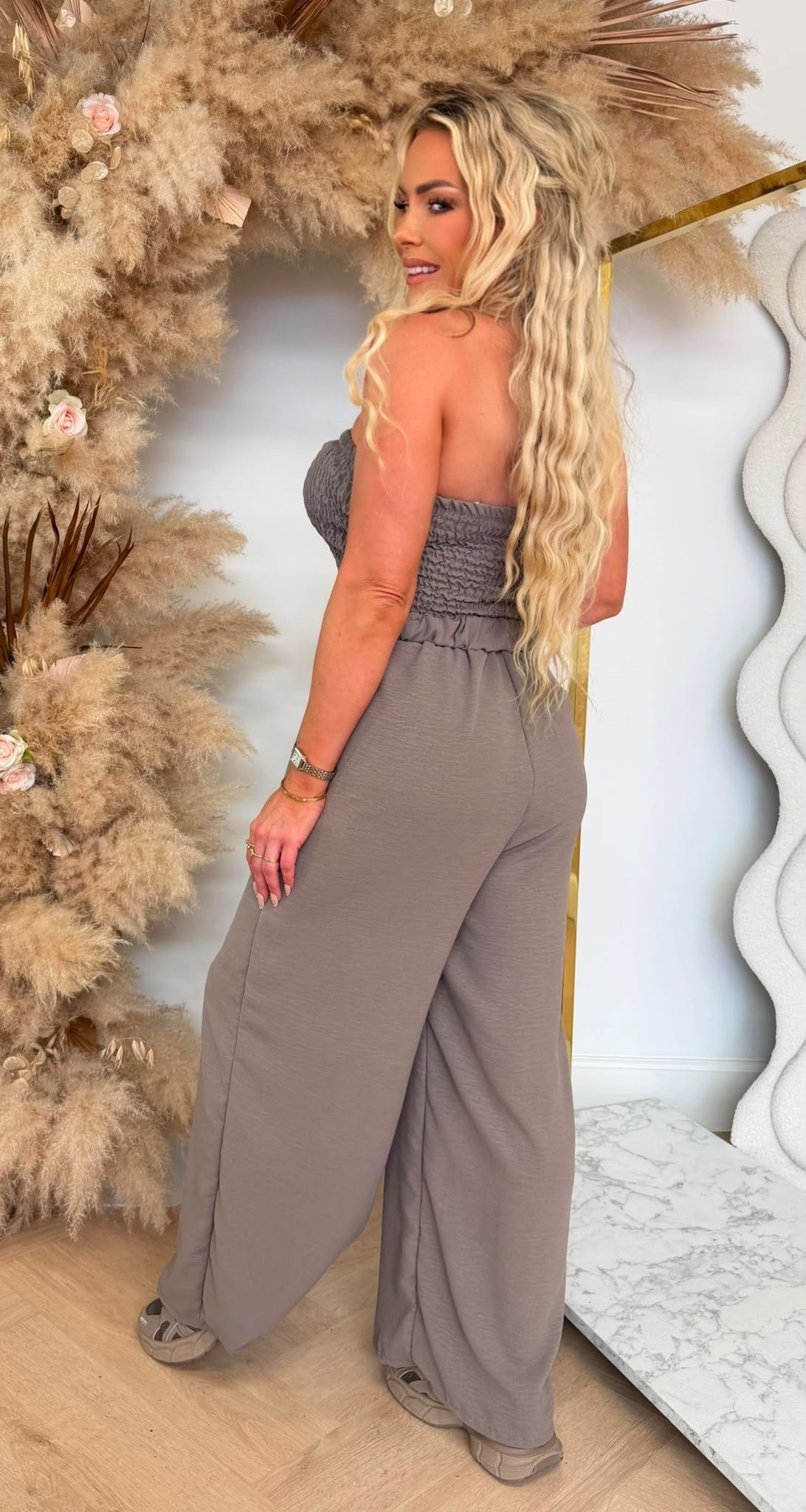 SANDY BELT STRAPLESS JUMPSUIT TAUPE