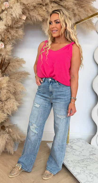 JAZZY KNOT TOP FUCHSIA