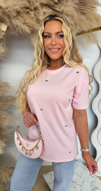 STUDDES HARTJES TEE Y188 PINK