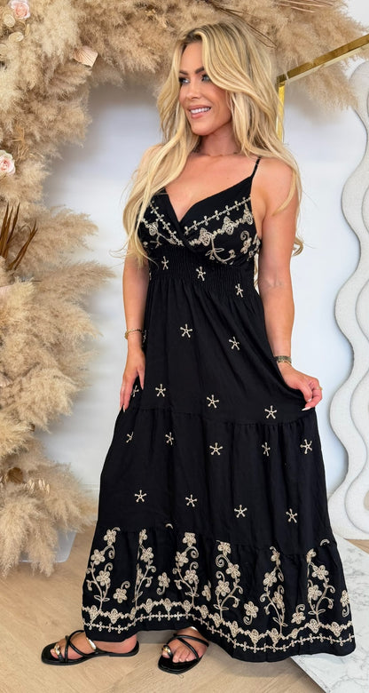FLOWER BRODERIE DRESS 9763 BLACK