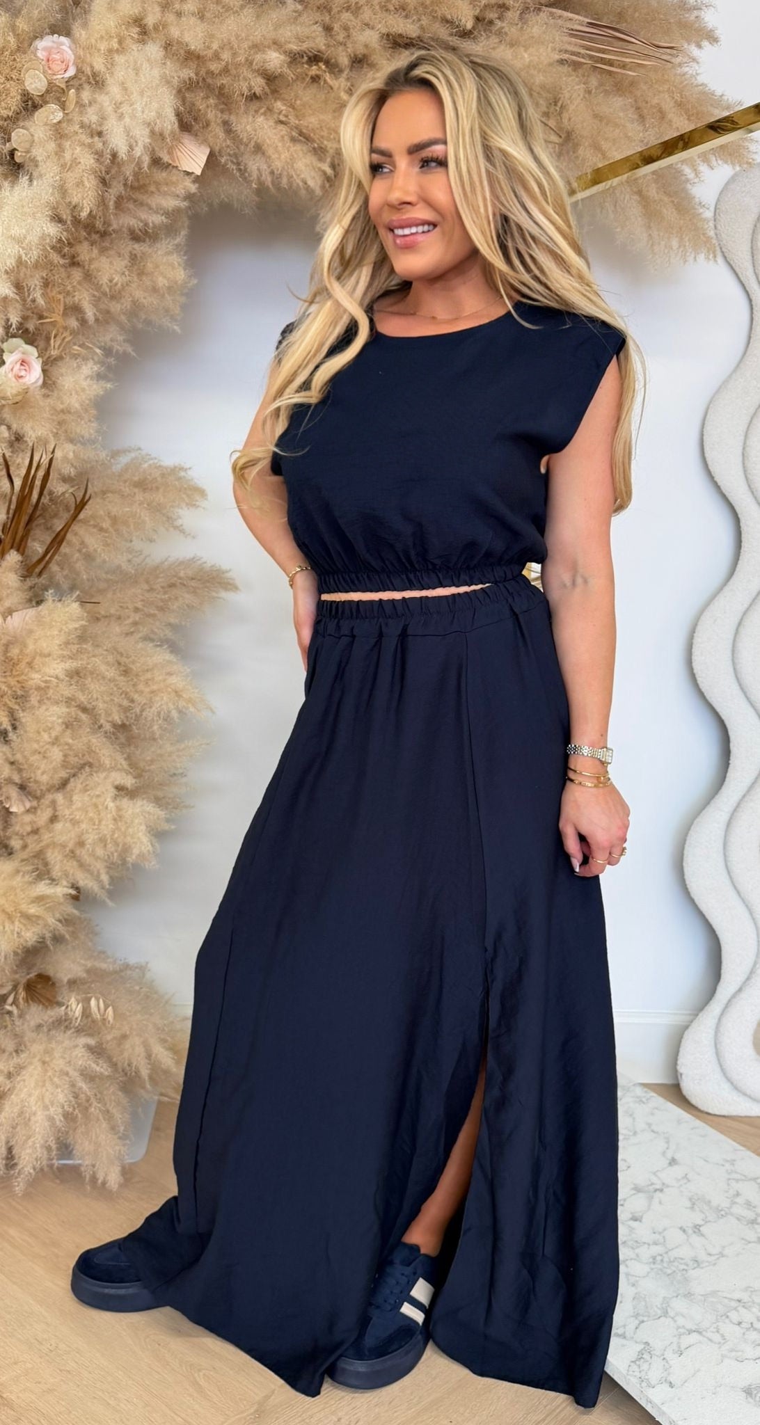 SUMMER VIBE SET TOP + SKIRT NAVY