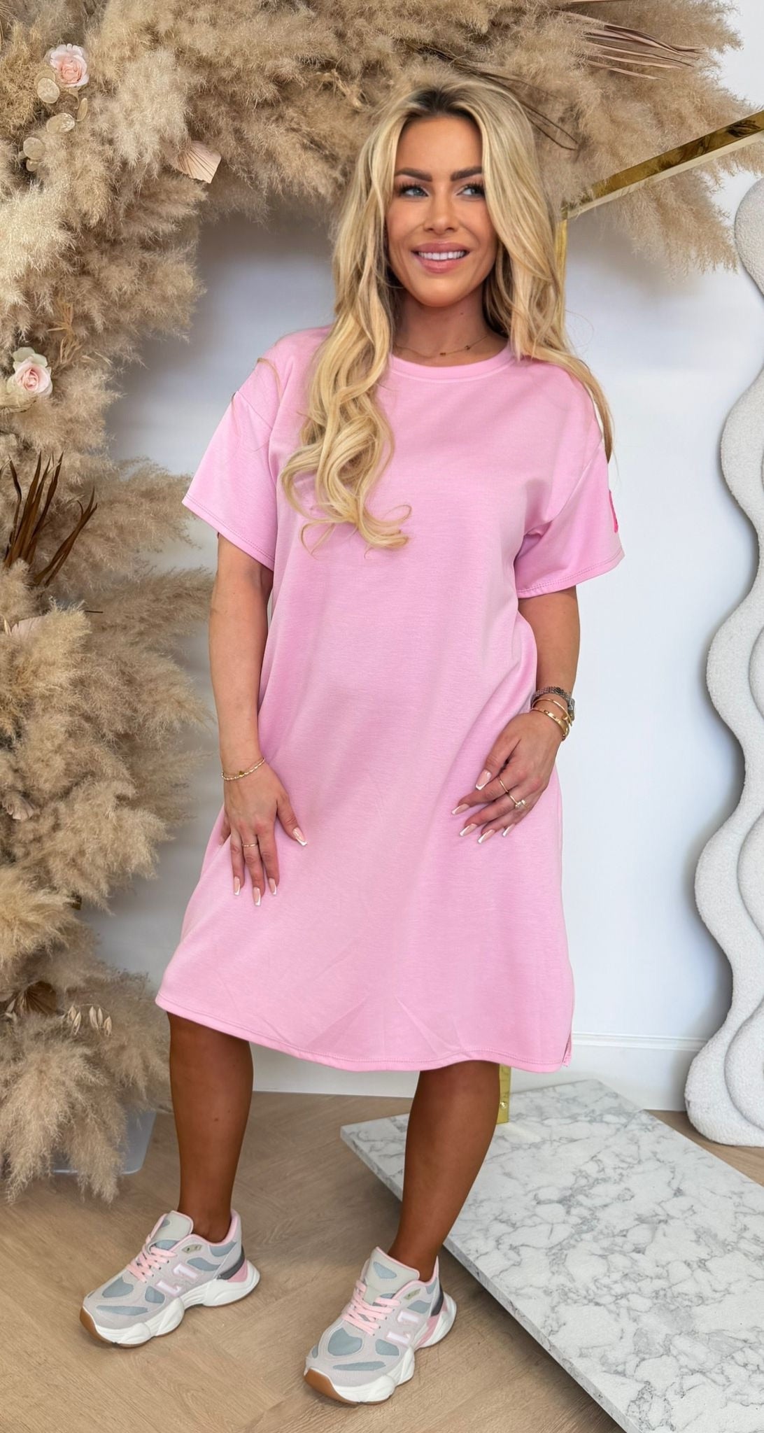 LONG PERFECT EMLBEEM DRESS PINK