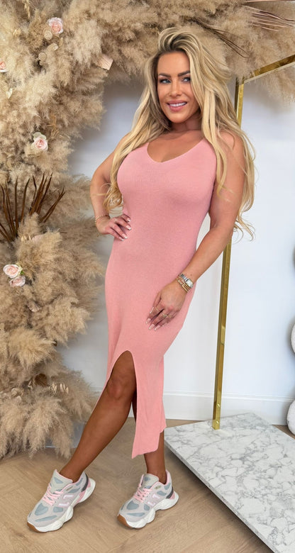 BASIC SPLIT DRESS 8779 PINK