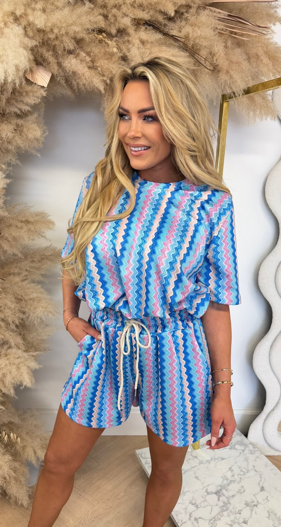 KRETA CROPPED 2 PIECE SET BLUE