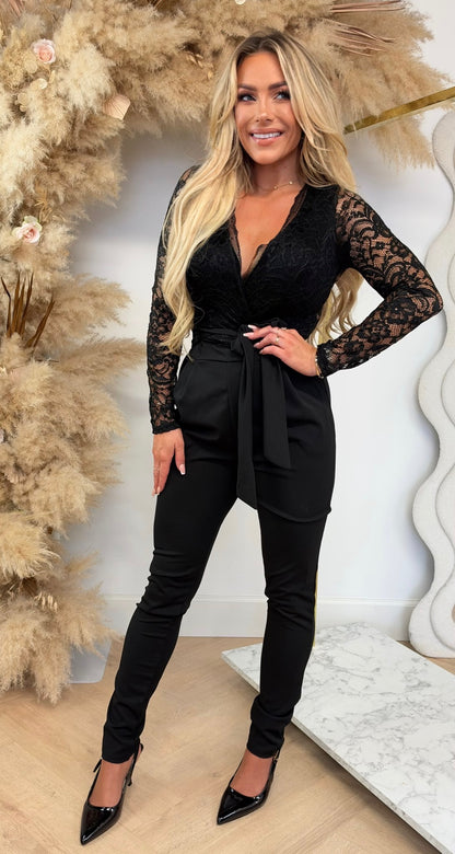 LACE CUP JUMPSUIT BLACK