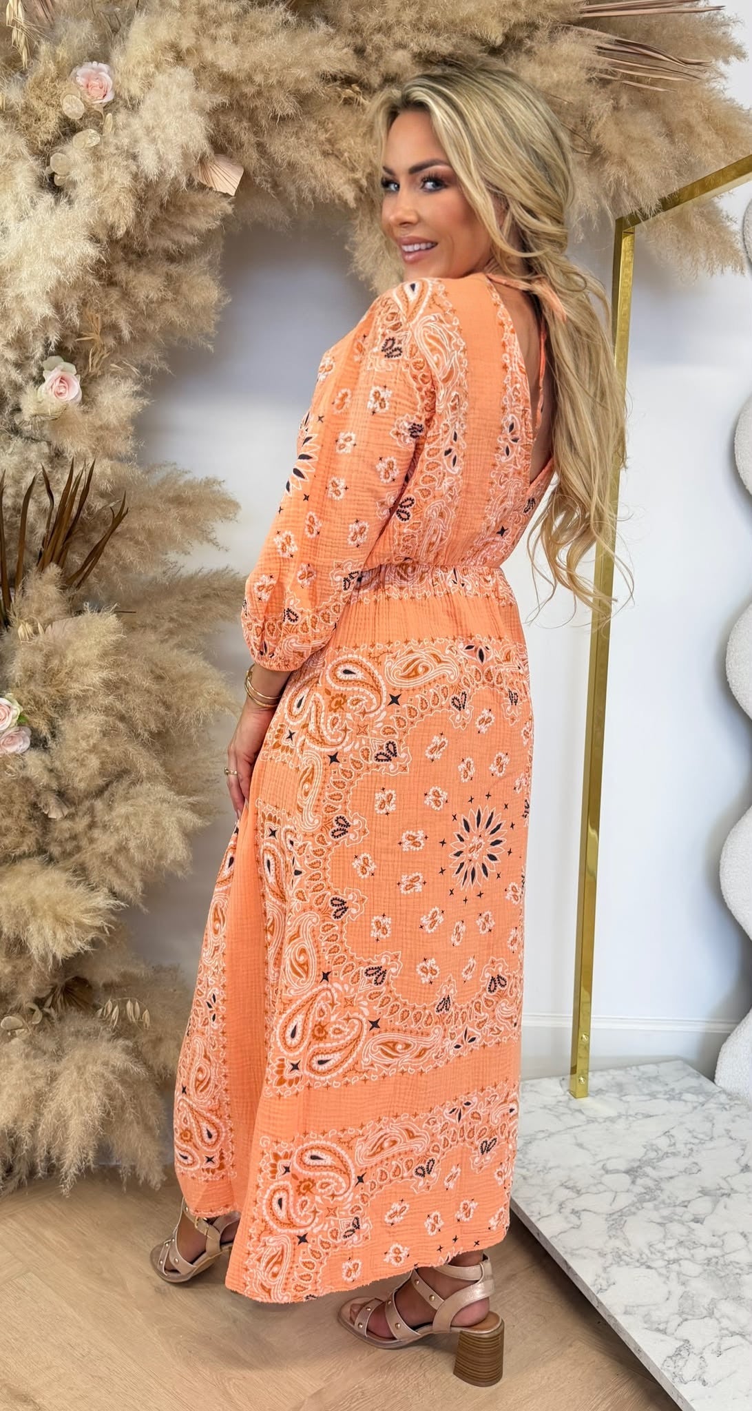 VERONA PRINT MAXI DRESS ORANGE