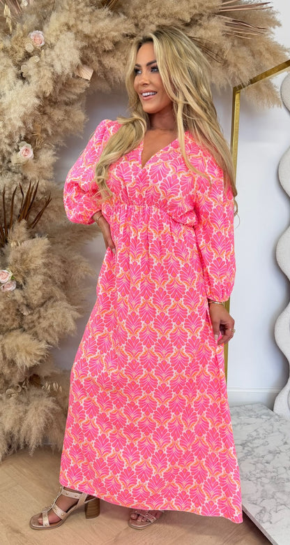 SABINE COTTON DRESS NEONPINK