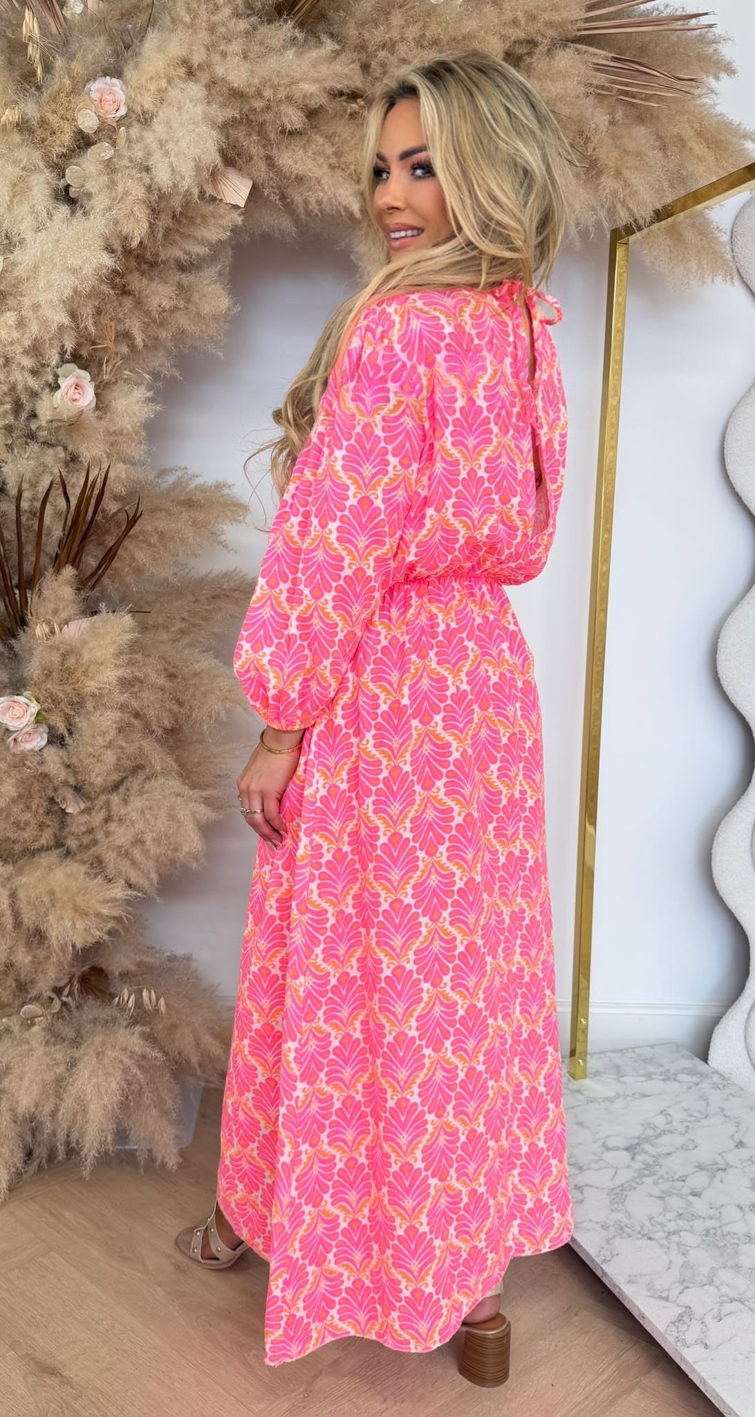 SABINE COTTON DRESS NEONPINK