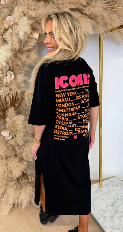 WORLDWIDE CITY LONG SHIRTDRESS BLACK