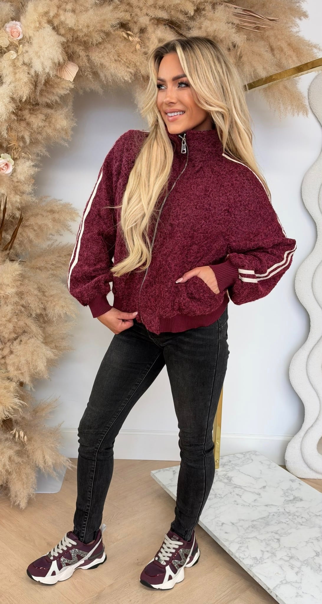 VILT STRIPE JACKET BORDEAUX