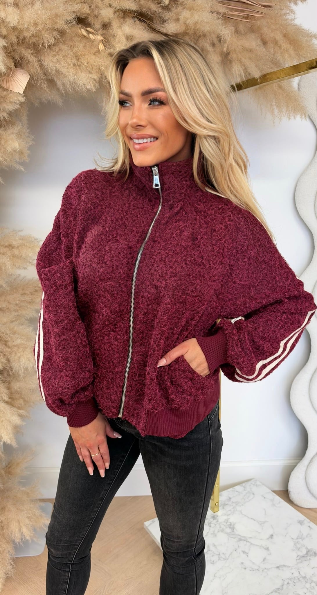 VILT STRIPE JACKET BORDEAUX