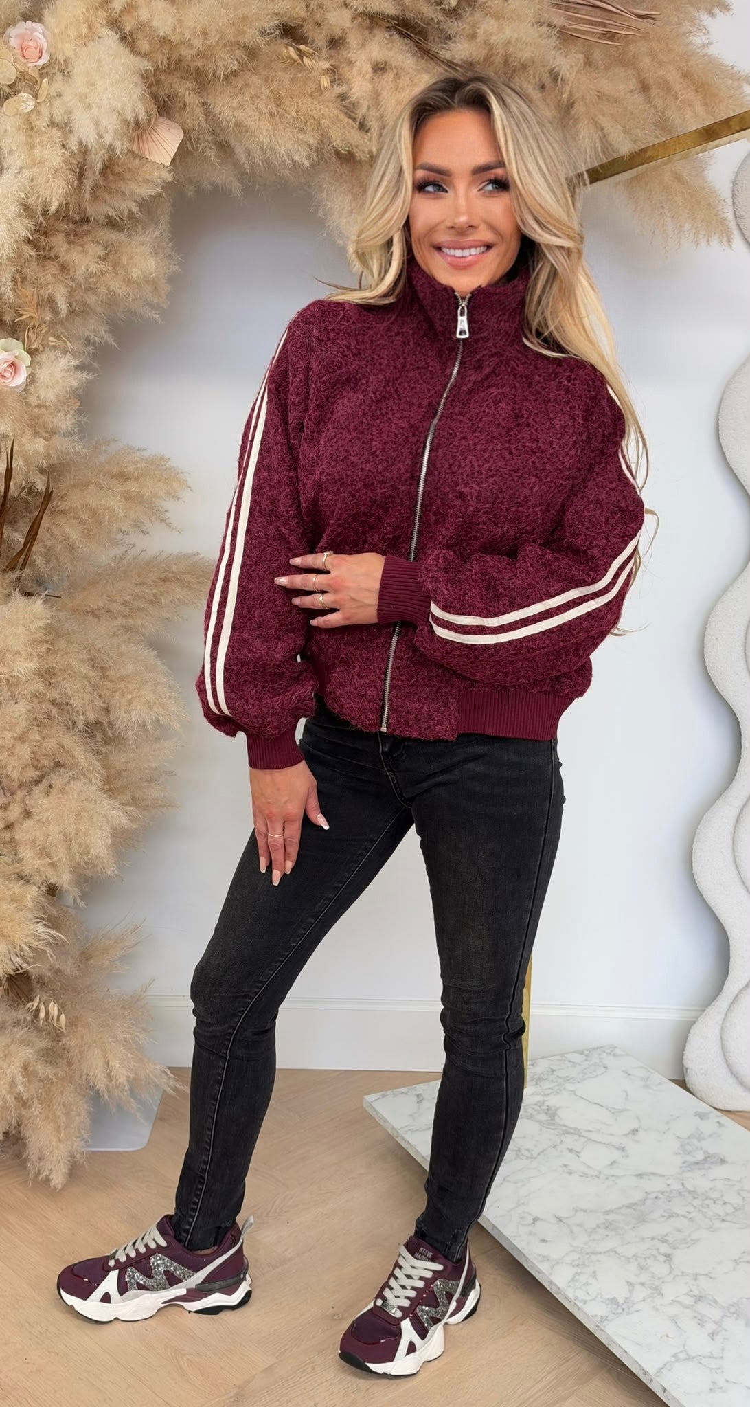 VILT STRIPE JACKET BORDEAUX
